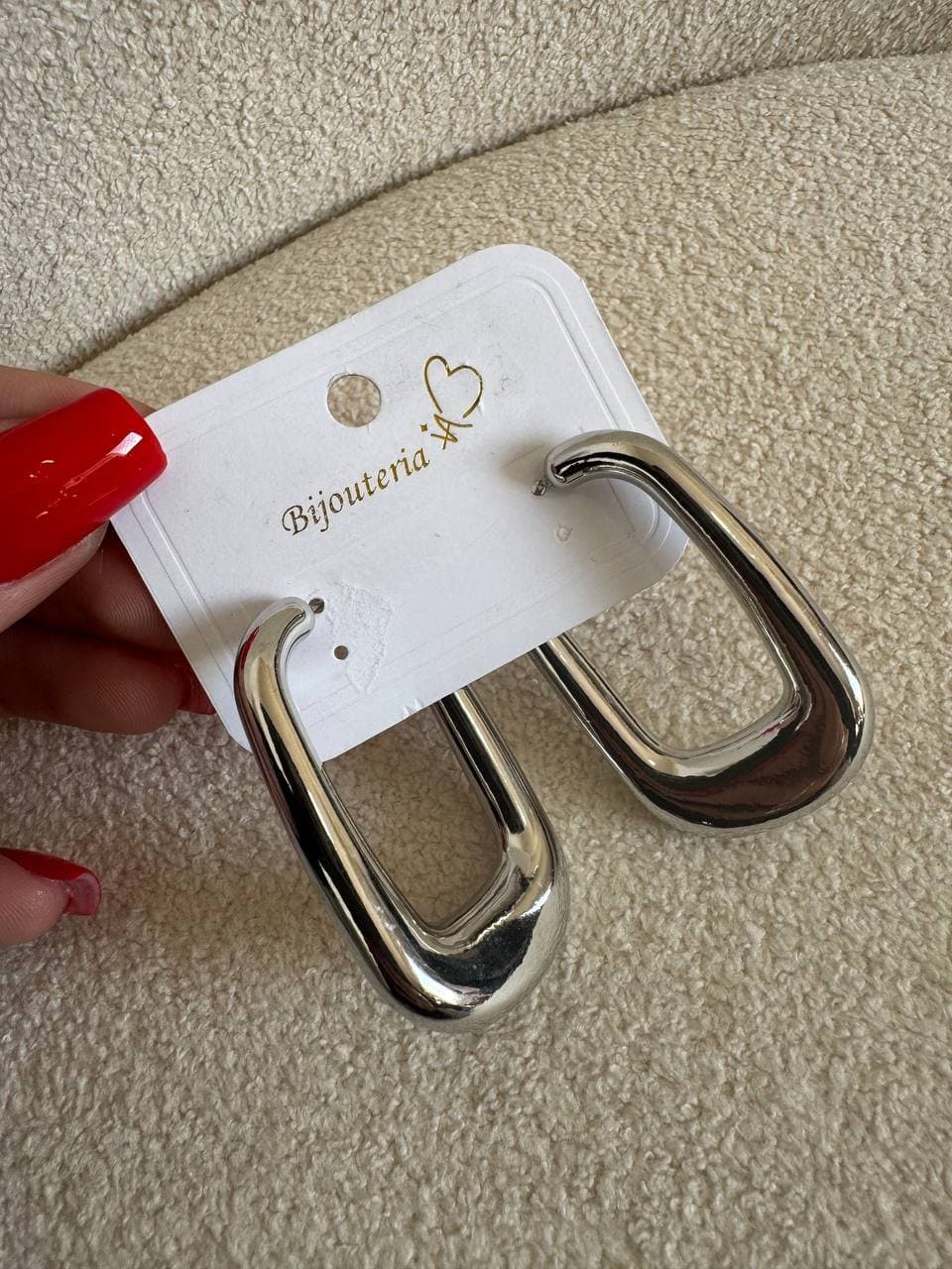 Brinco Argola Retangular Prata