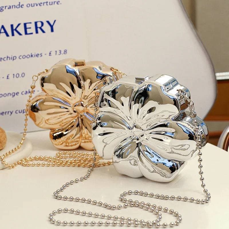 Bolsa Mini Clutch Flor Prata