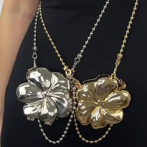 Bolsa Mini Clutch Flor Prata