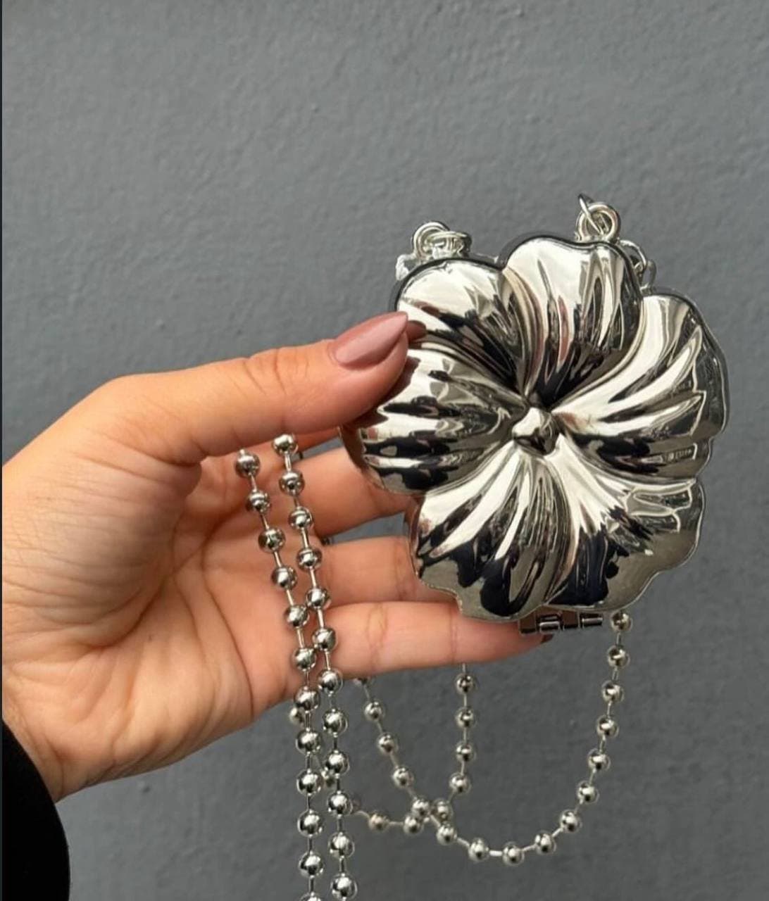 Bolsa Mini Clutch Flor Prata