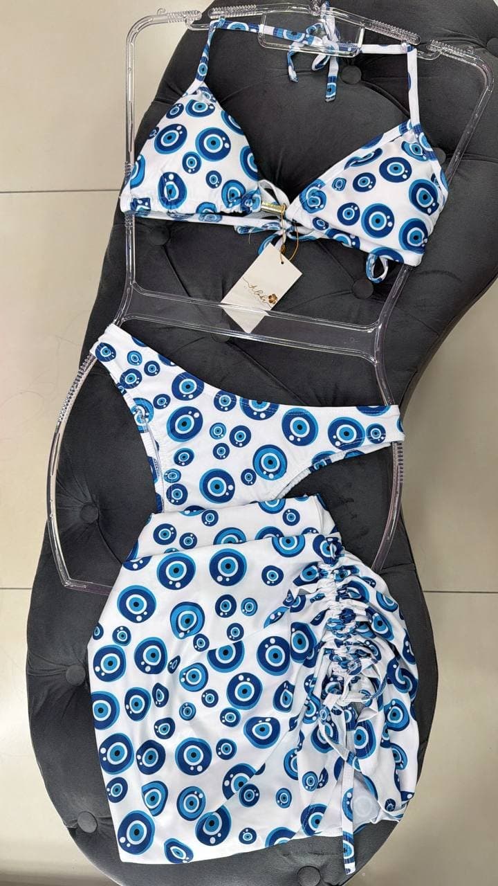Biquíni Olho Grego Estampado Branco
