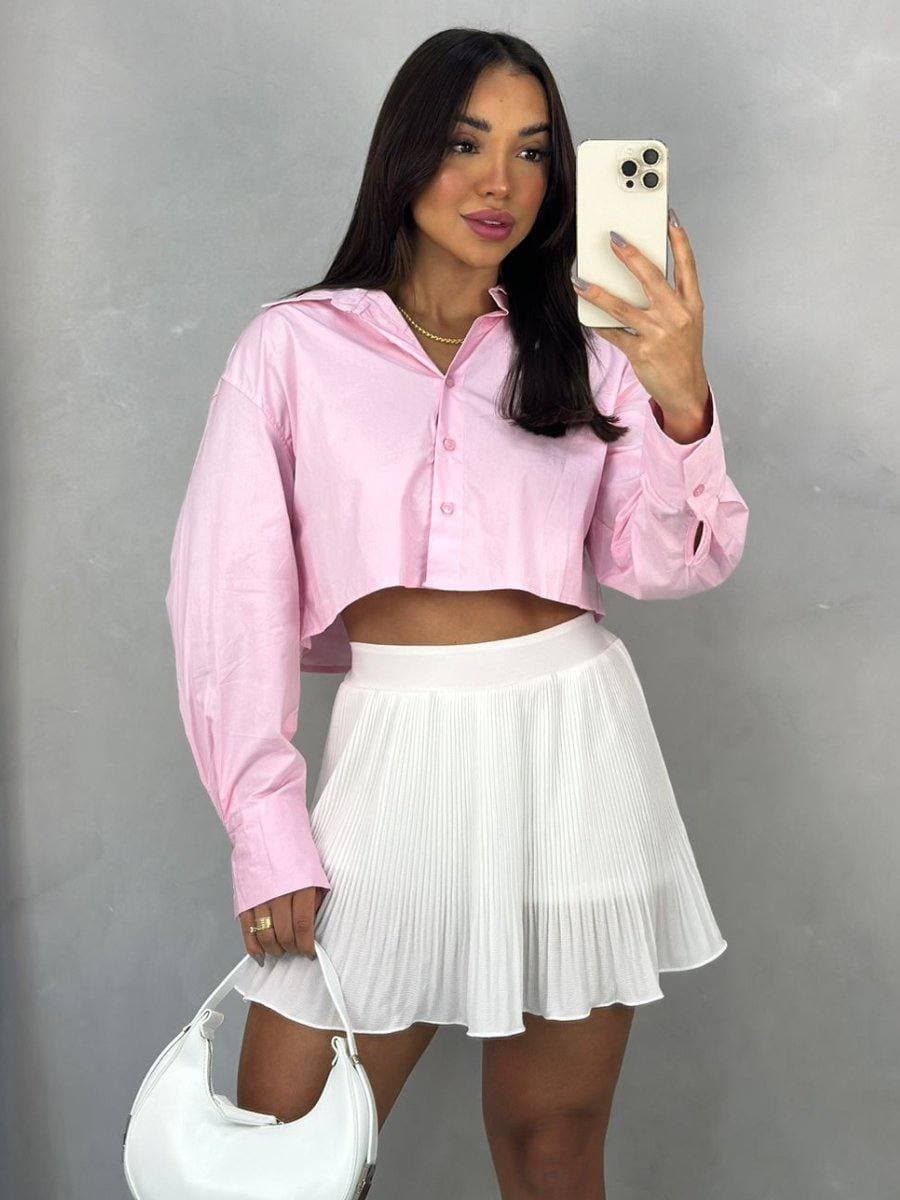 Saia/Shorts Plissada Branca