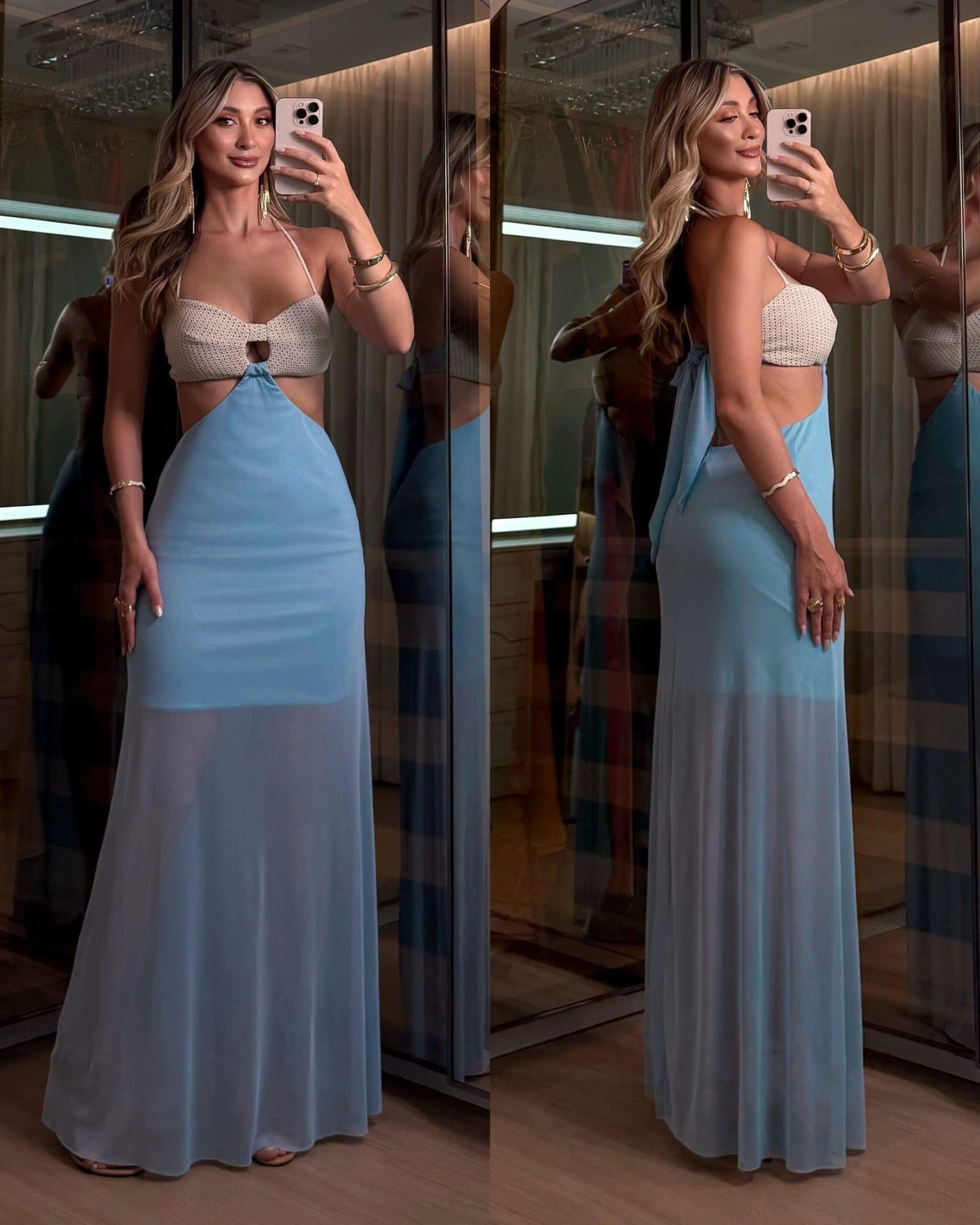 Vestido Longo Florescer Azul