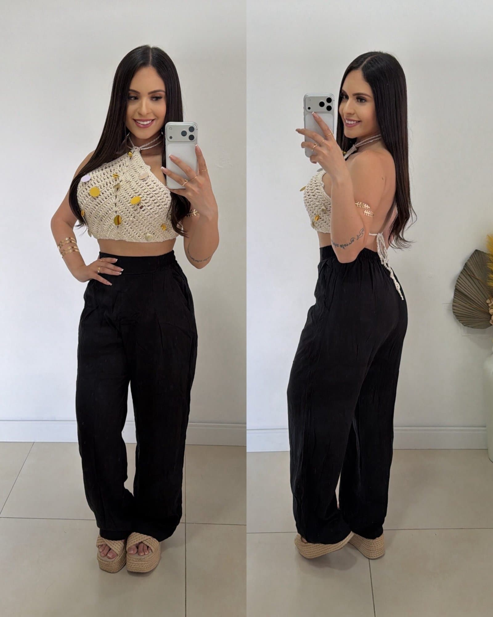 Calça Pantalona Lisa Melissa Preta