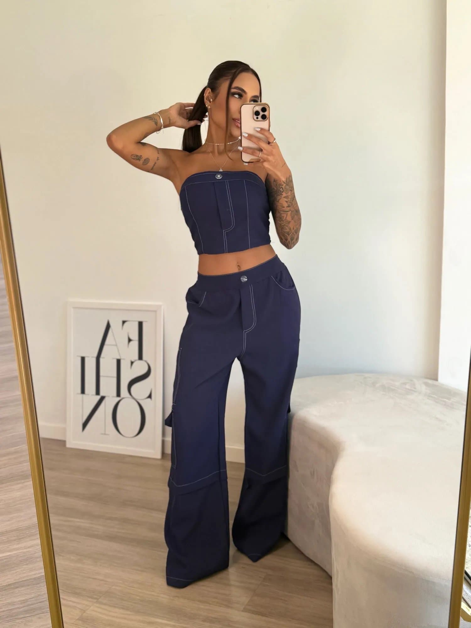 Conjunto de Calça Wide Leg Cargo