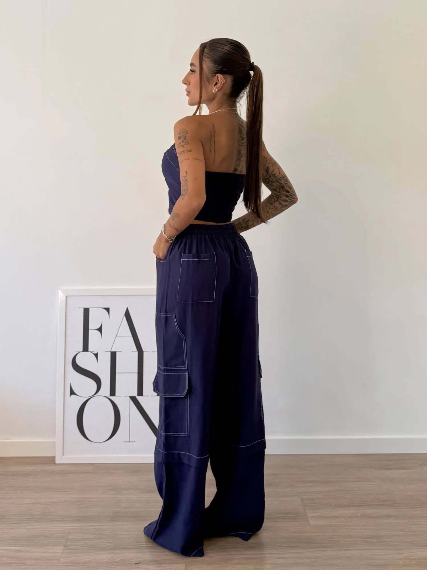 Conjunto de Calça Wide Leg Cargo