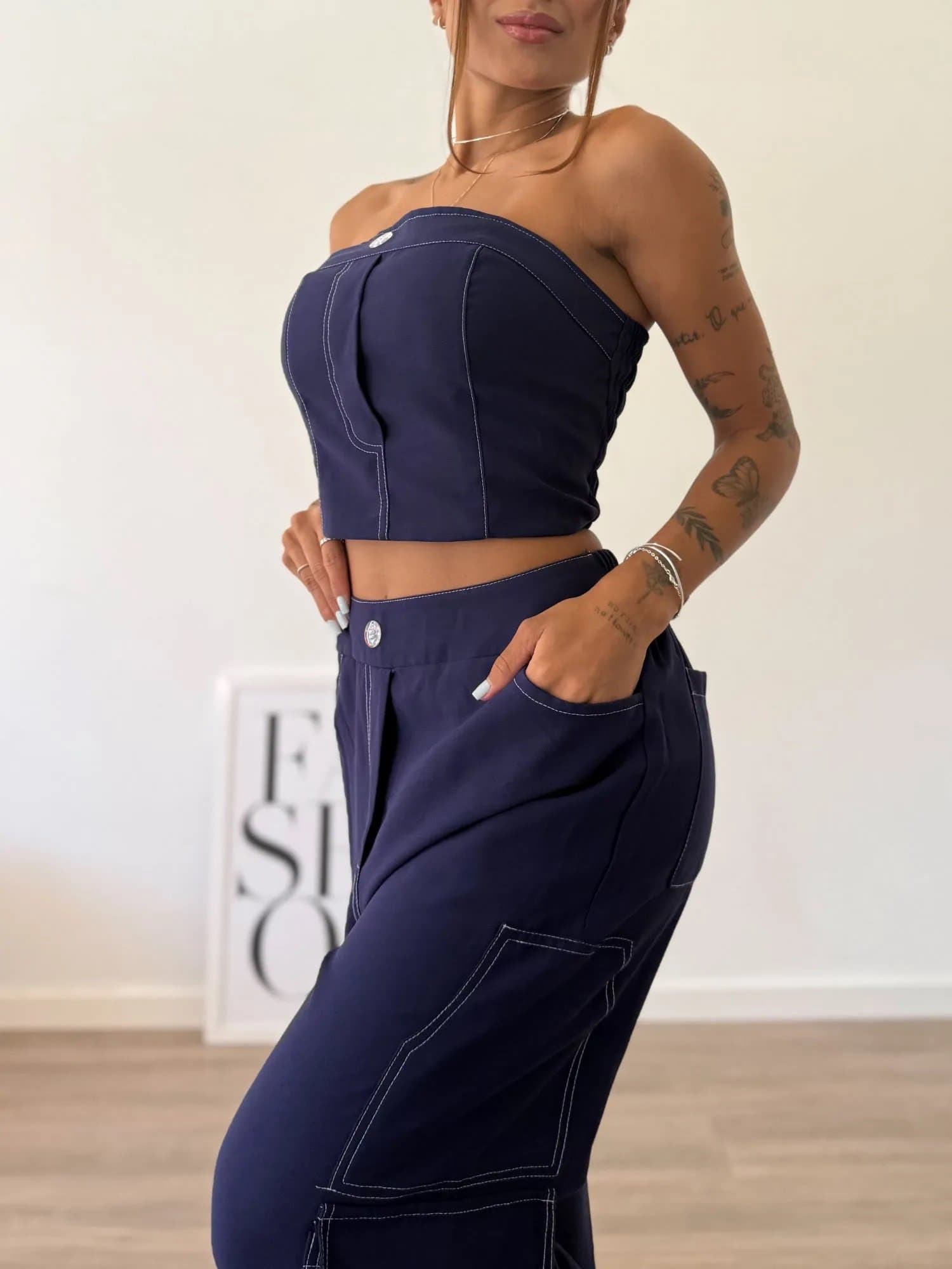 Conjunto de Calça Wide Leg Cargo