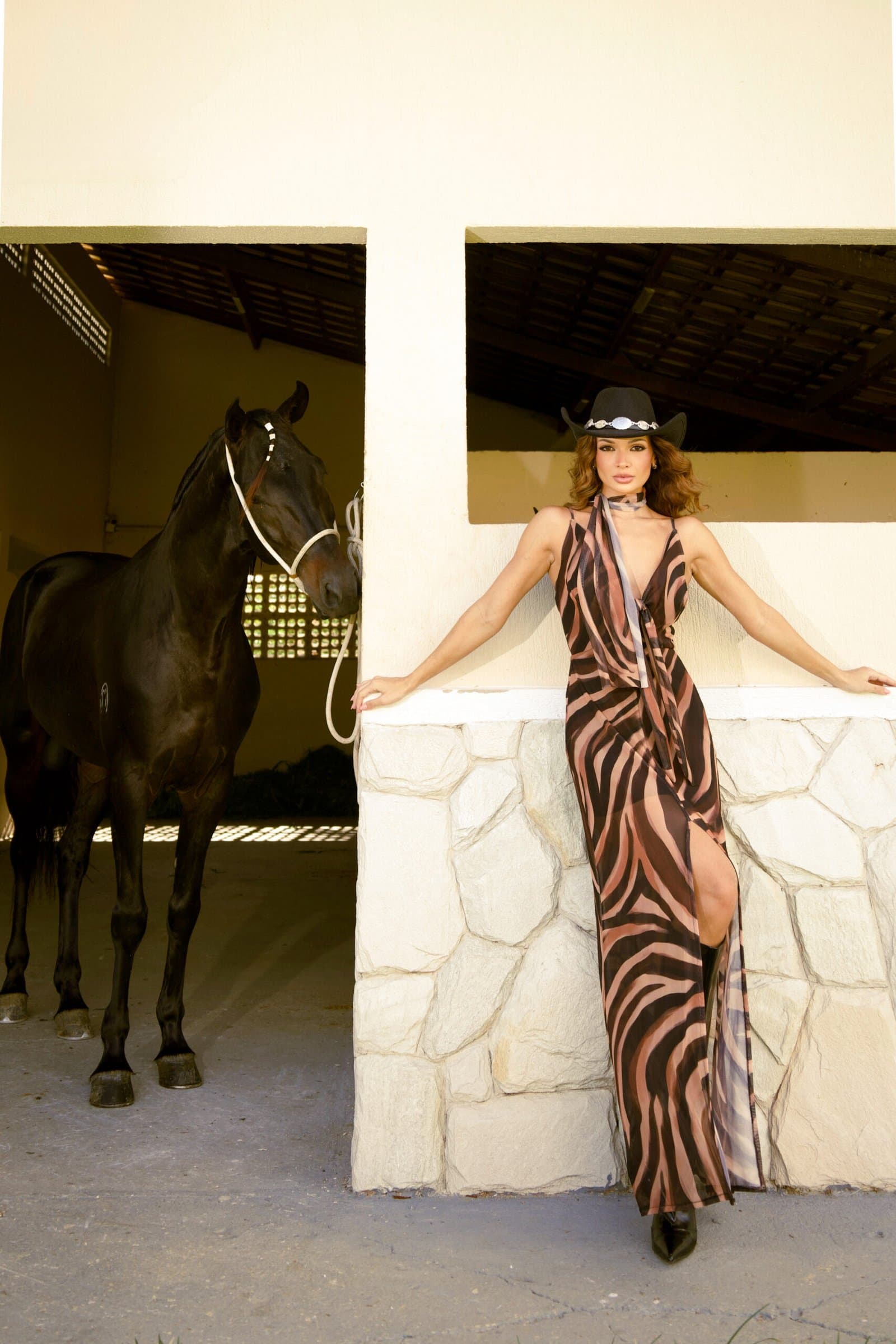 Vestido Clarity Tule Estampado Animal Print