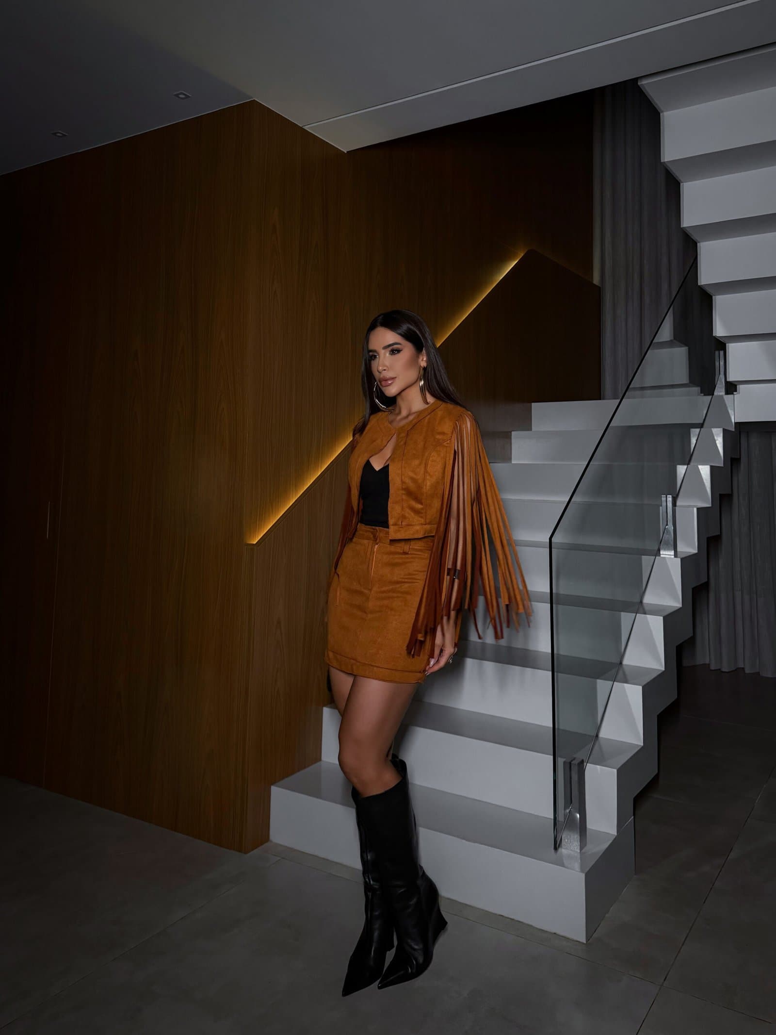 Conjunto Franjas Ranch Caramelo