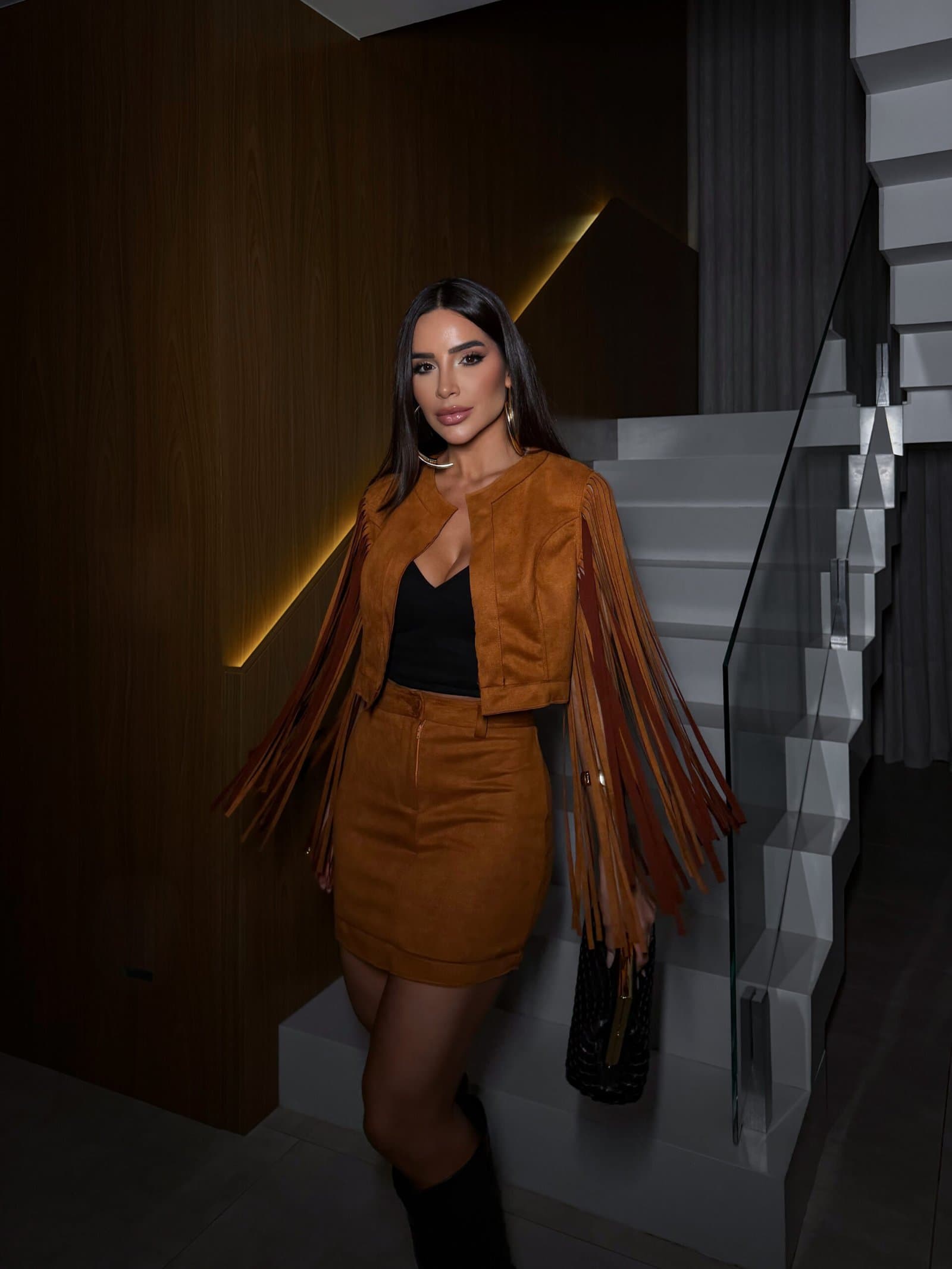 Conjunto Franjas Ranch Caramelo