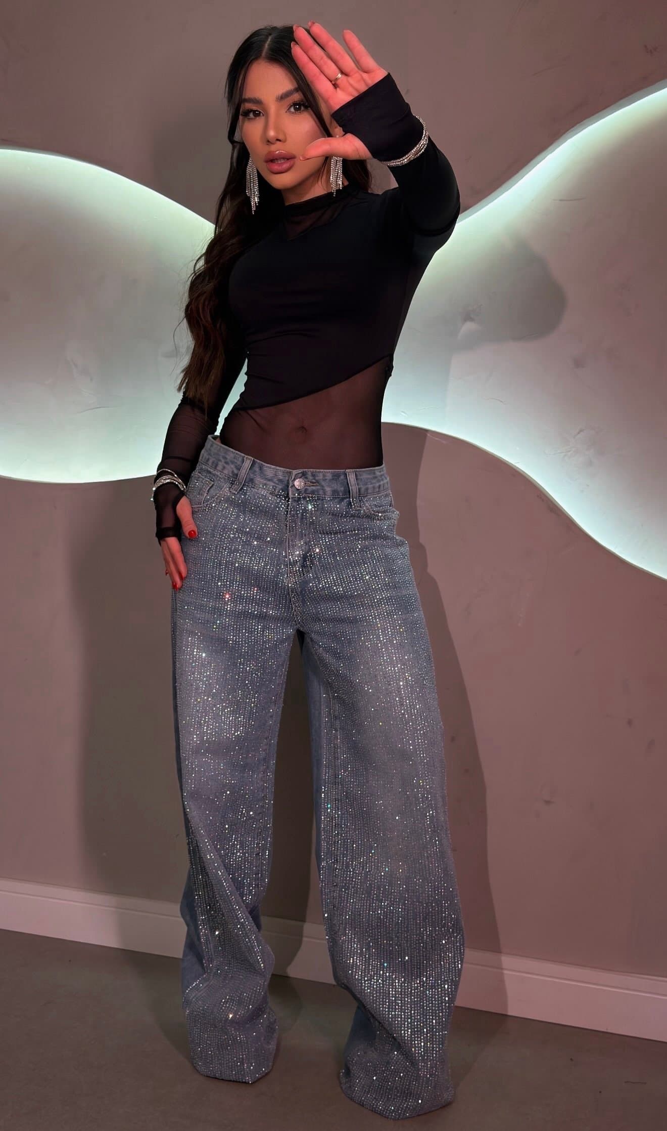 Body Steflon Malha com Tule Preto Luvinha