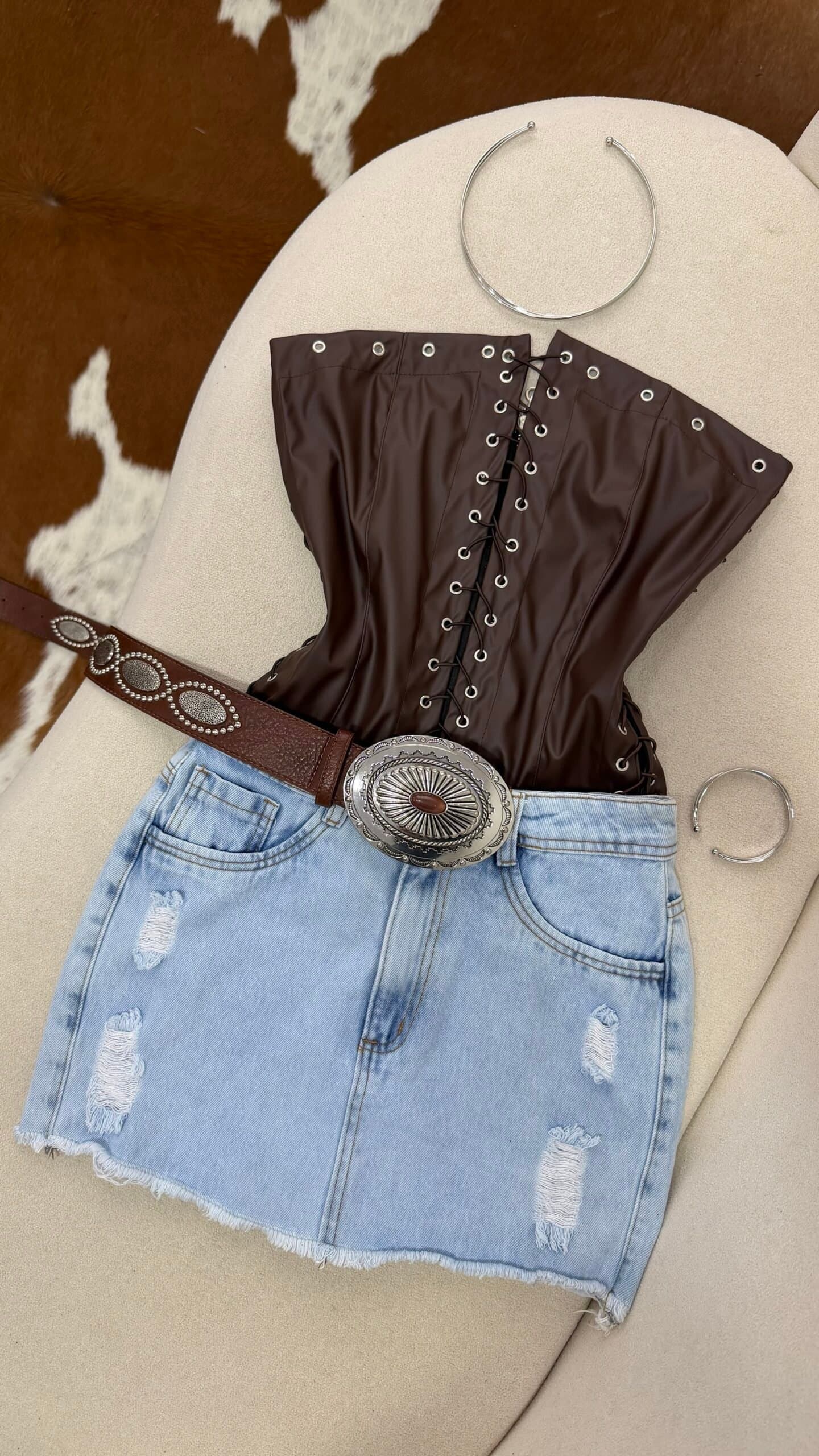Cropped Corset Courino Premium Luxo