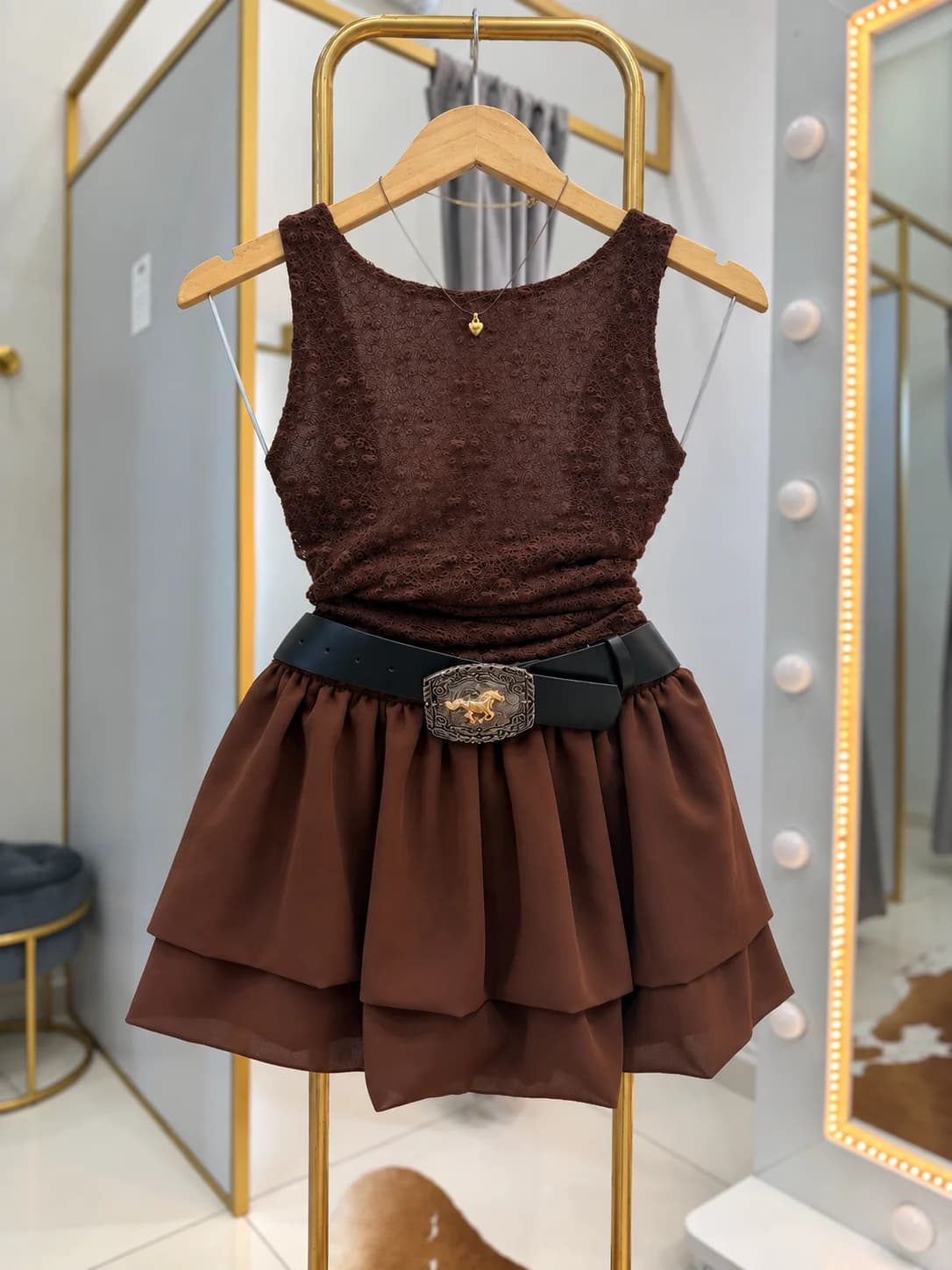 Vestido/macaquinho Chiffon Renda Iya