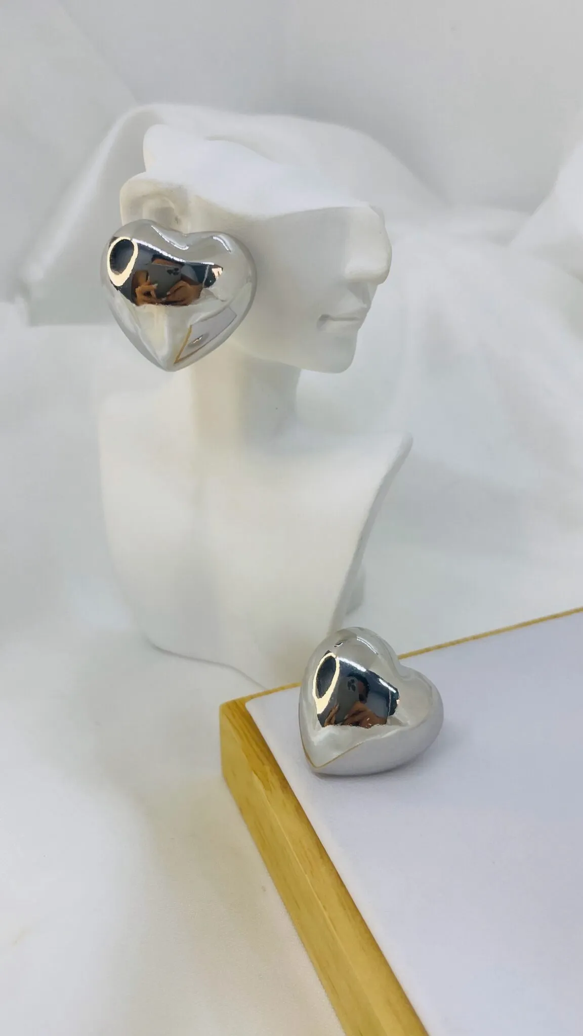 Brinco Tendência Coração Prata