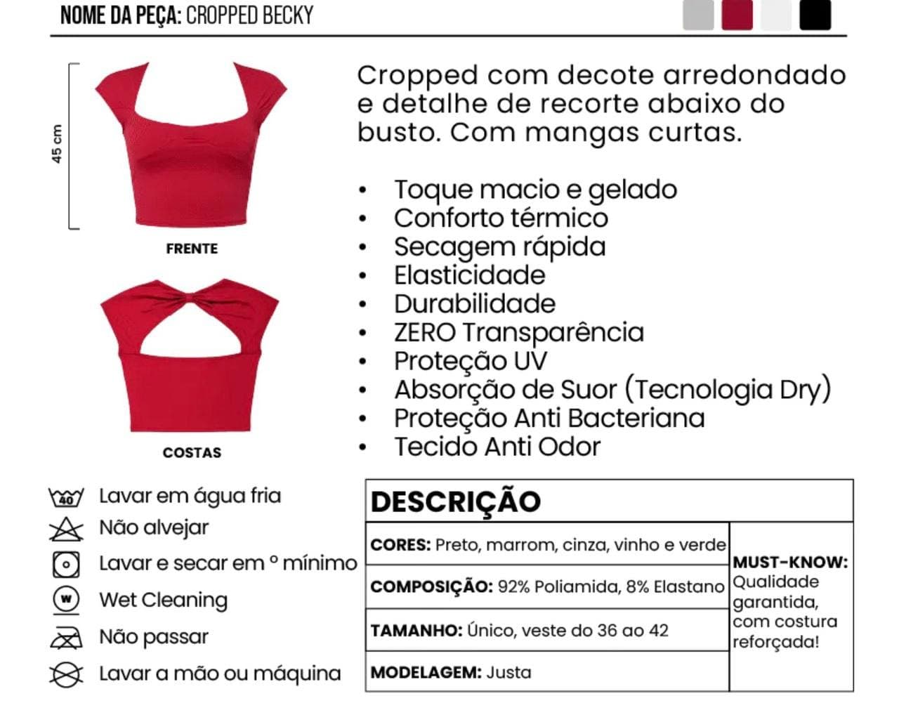 Cropped Becky Poliamida Marsala