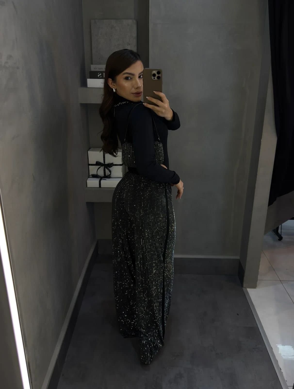 Calça Wide Leg com Strass Luxo