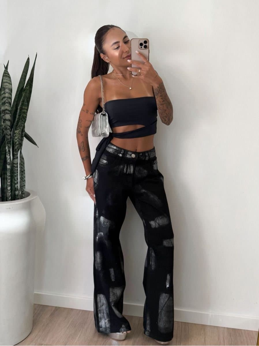 Calça Jeans Foil Pintura Metálica