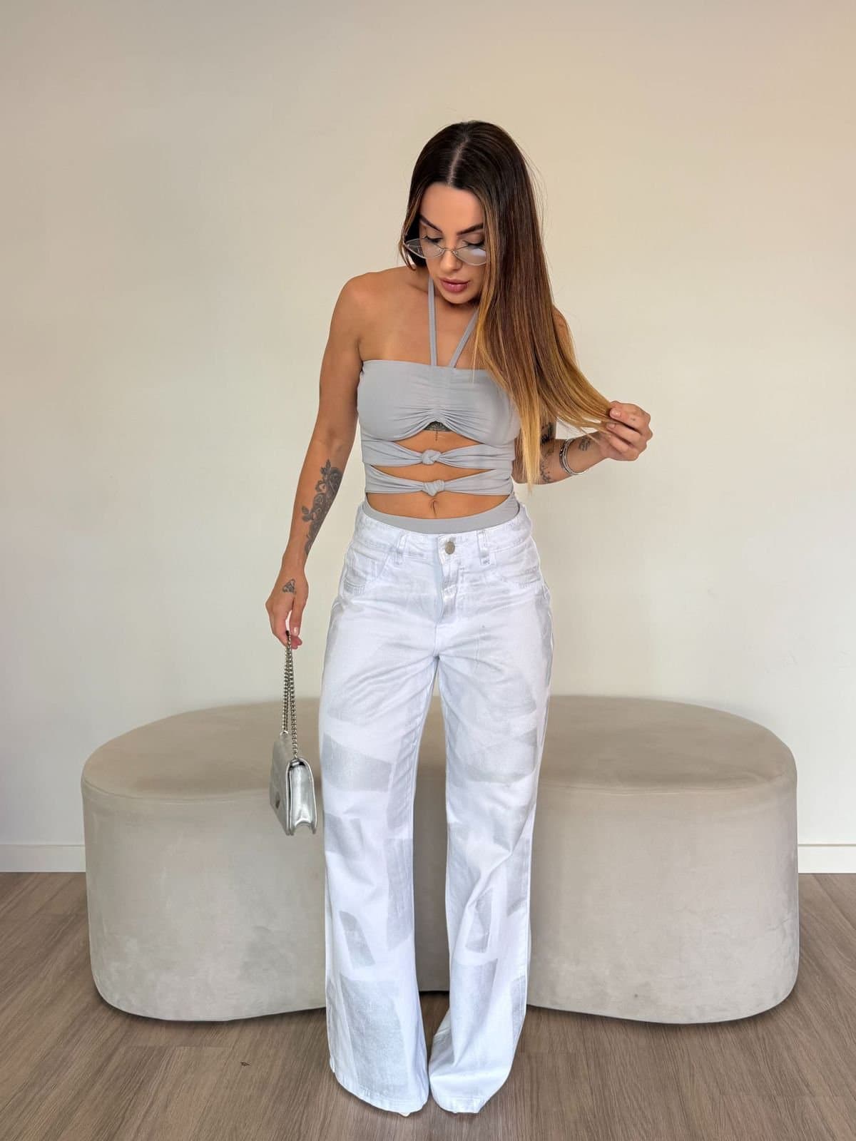 Calça Jeans Foil Pintura Metálica