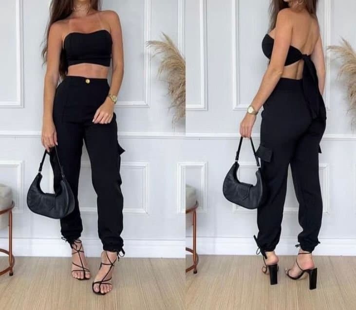 Conjuntos de Calça Cargo Jogger Preto