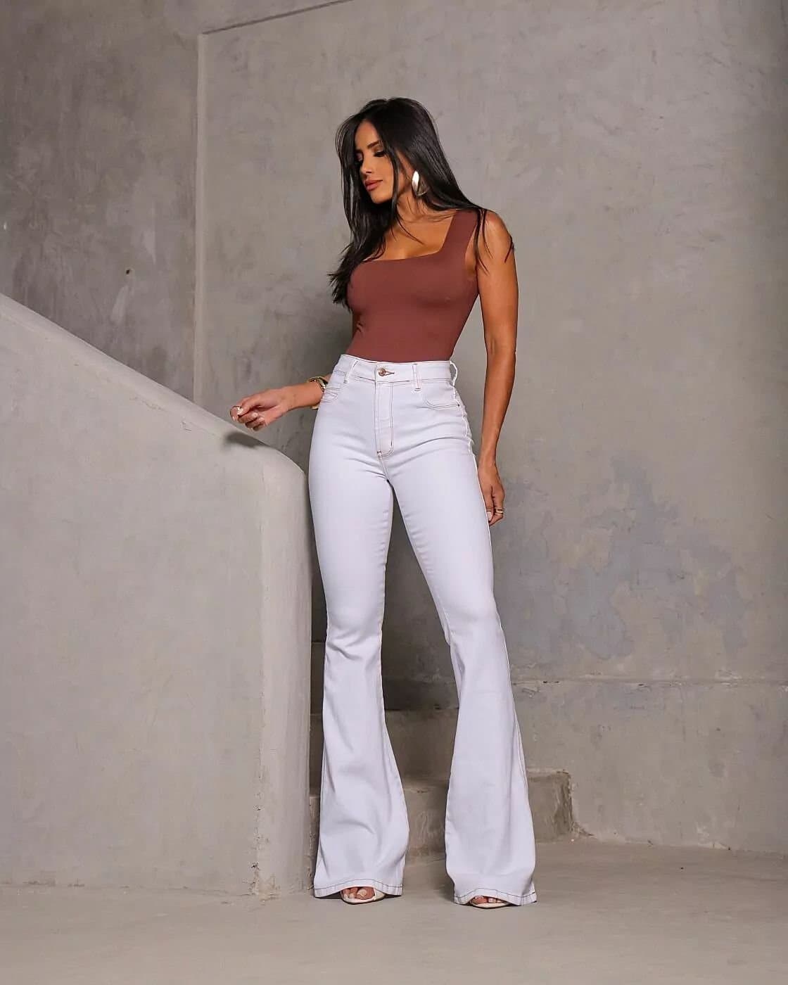 Calça Jeans Carmen Flare Cristal Branca