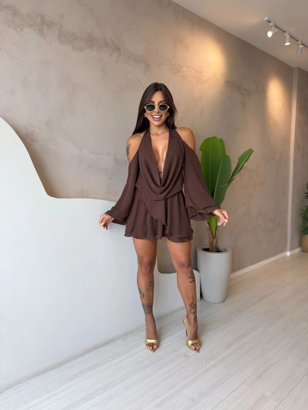 Vestido/macaquinho Chiffon Cristina