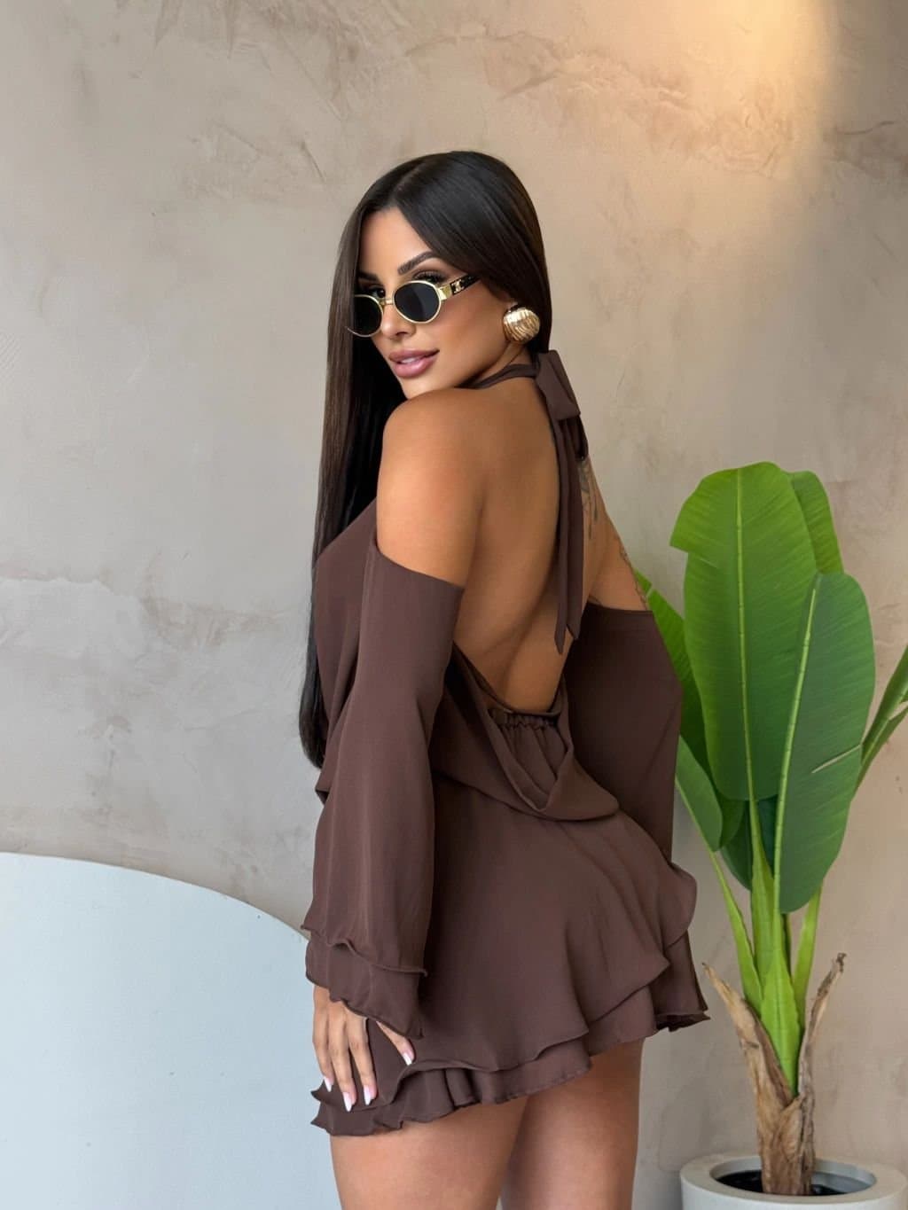 Vestido/macaquinho Chiffon Cristina