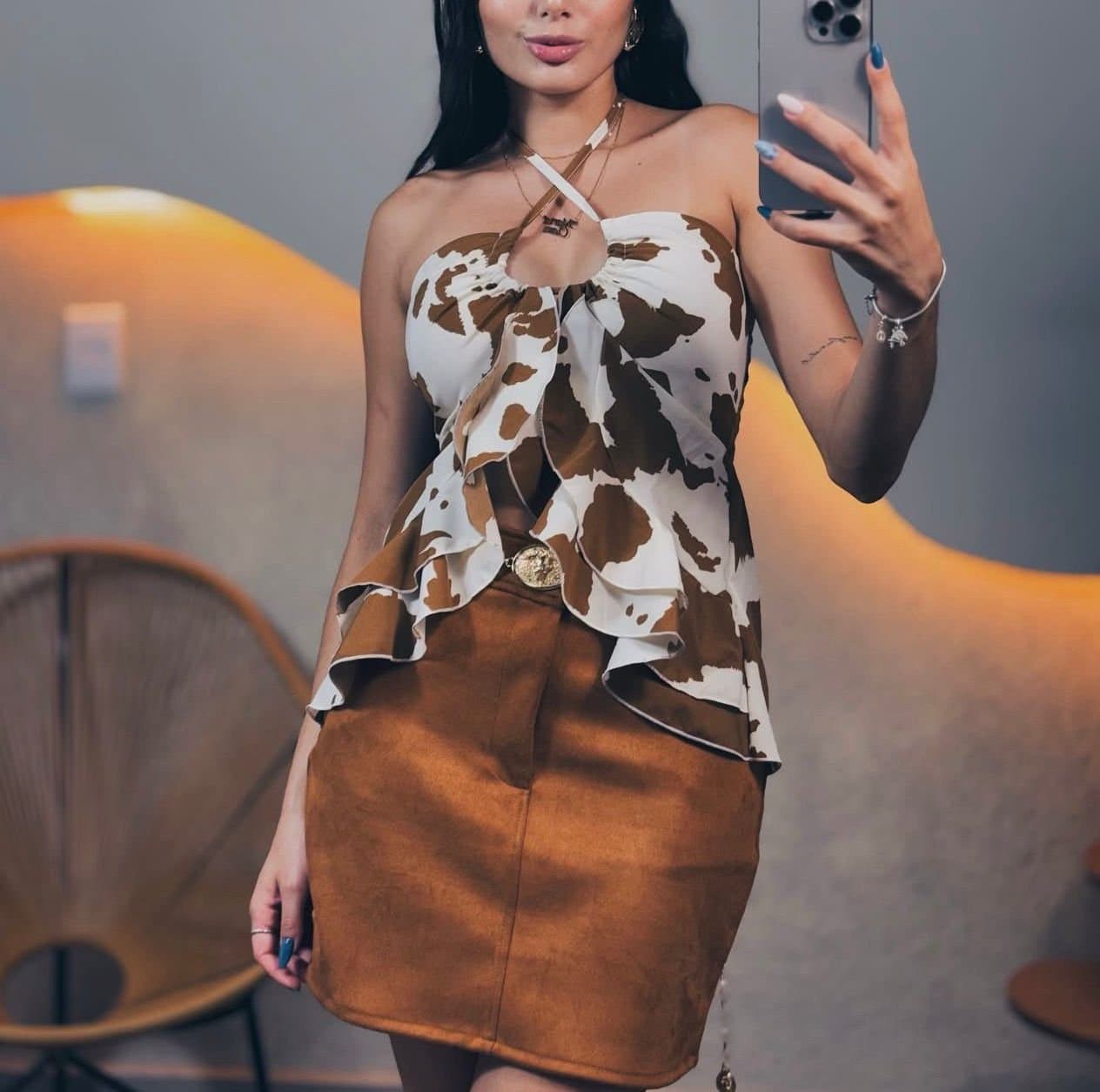 Bata Cow Print Várias Formas de Amarração