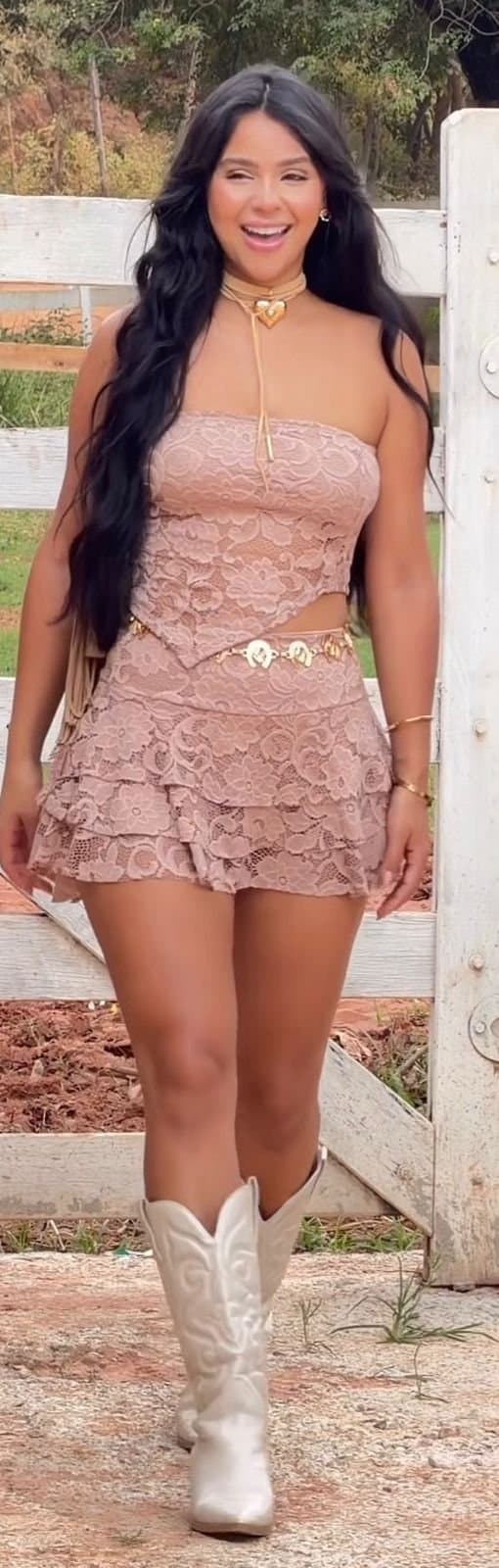 Conjunto Rendado Saia/shorts