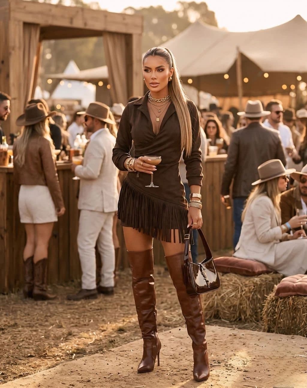 Vestido Suede Franjas Karol