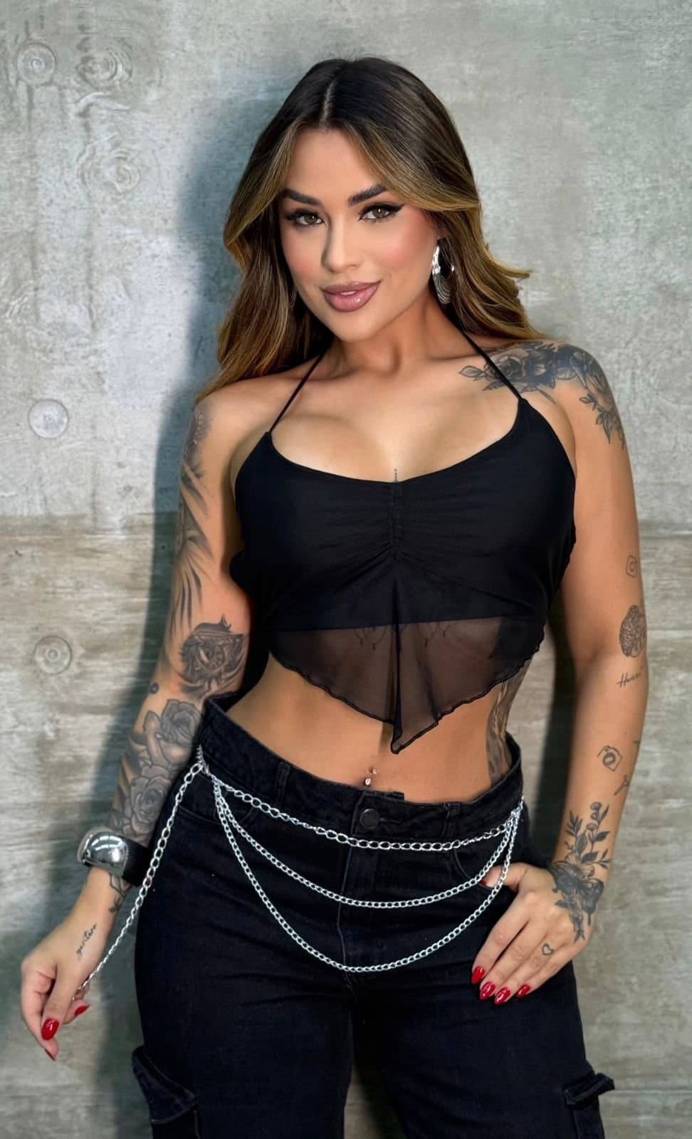 Cropped Tule Rita Preto