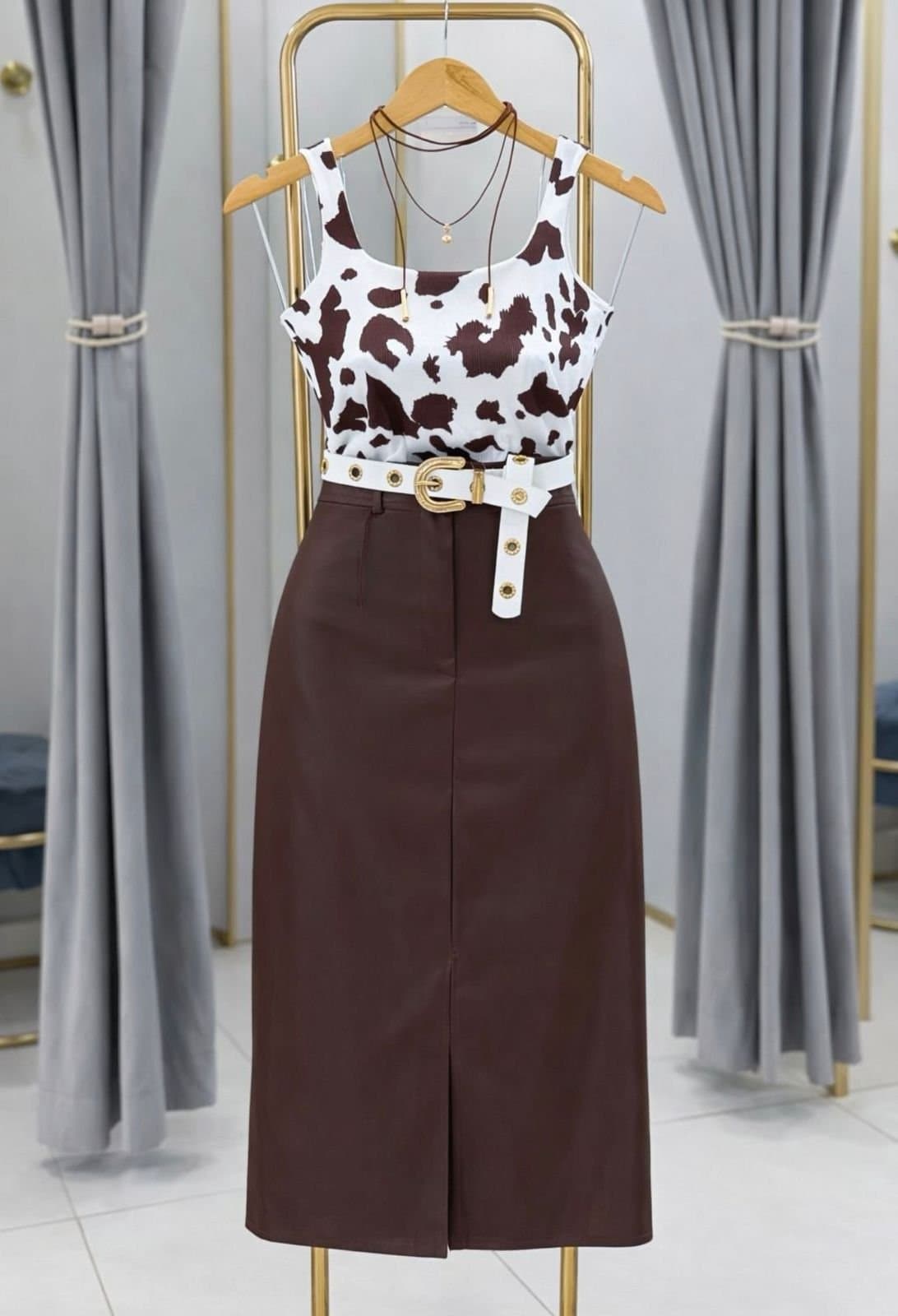 Cropped Ribana Canelada Cow Print