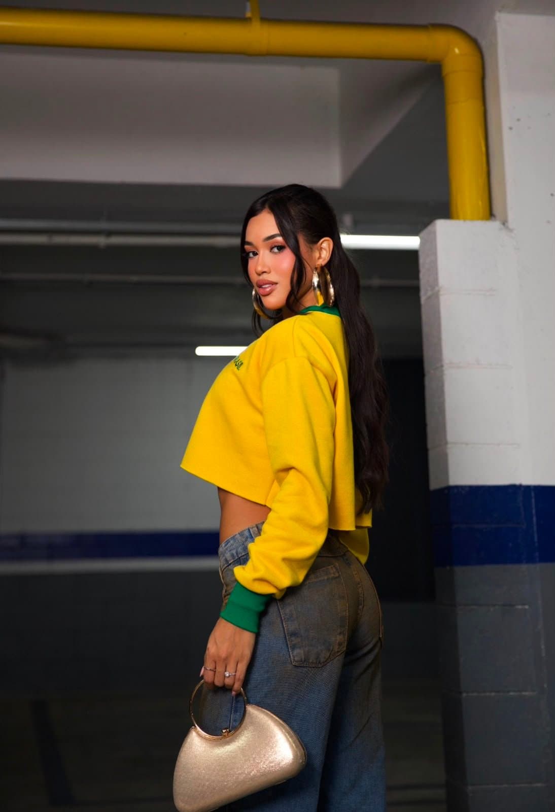 Cropped Moletom Brasil Basic Amarelo