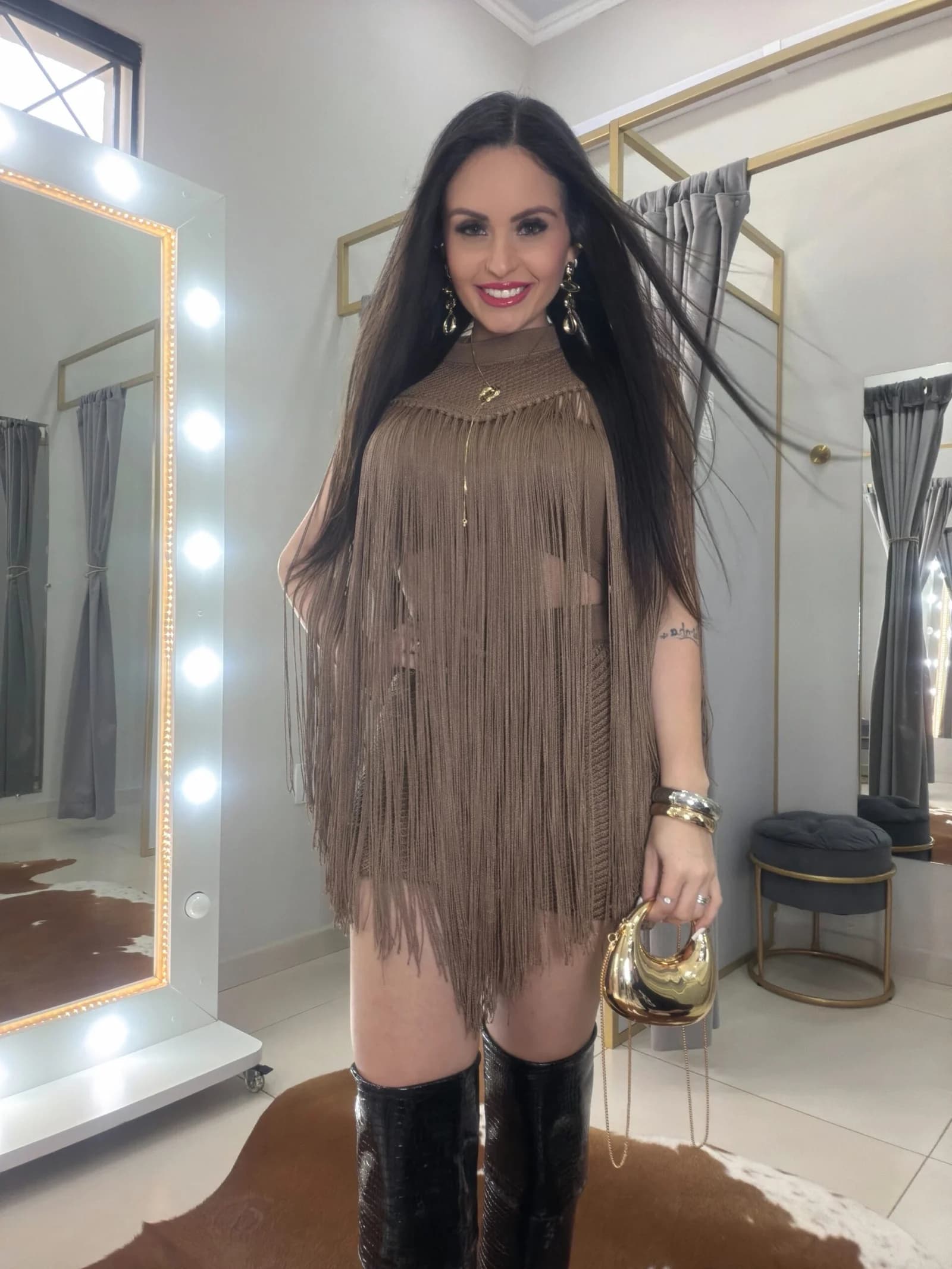 Conjunto 3 Peças com Franjas Luxo Tricô Rayon - Linha Premium