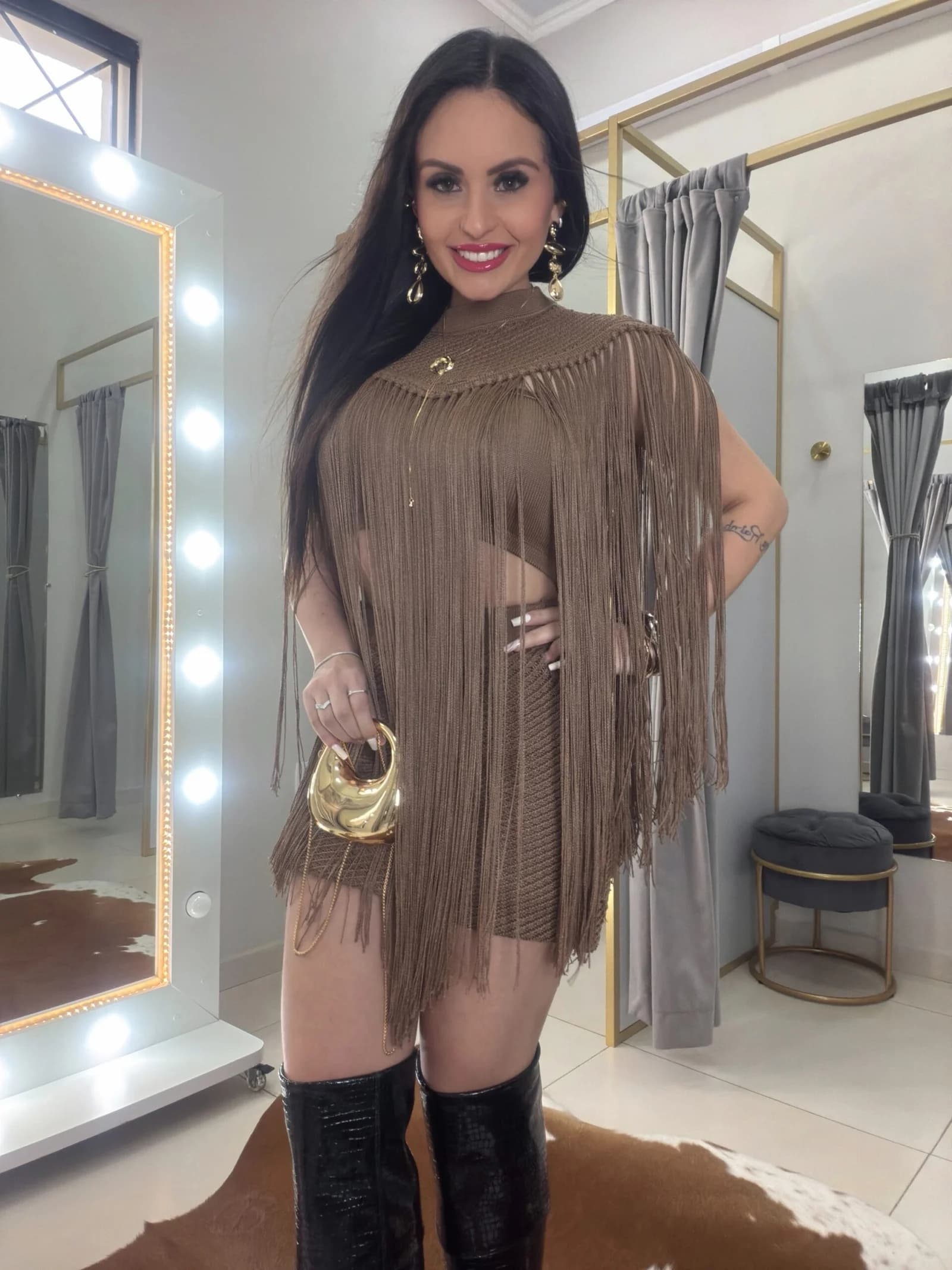 Conjunto 3 Peças com Franjas Luxo Tricô Rayon - Linha Premium
