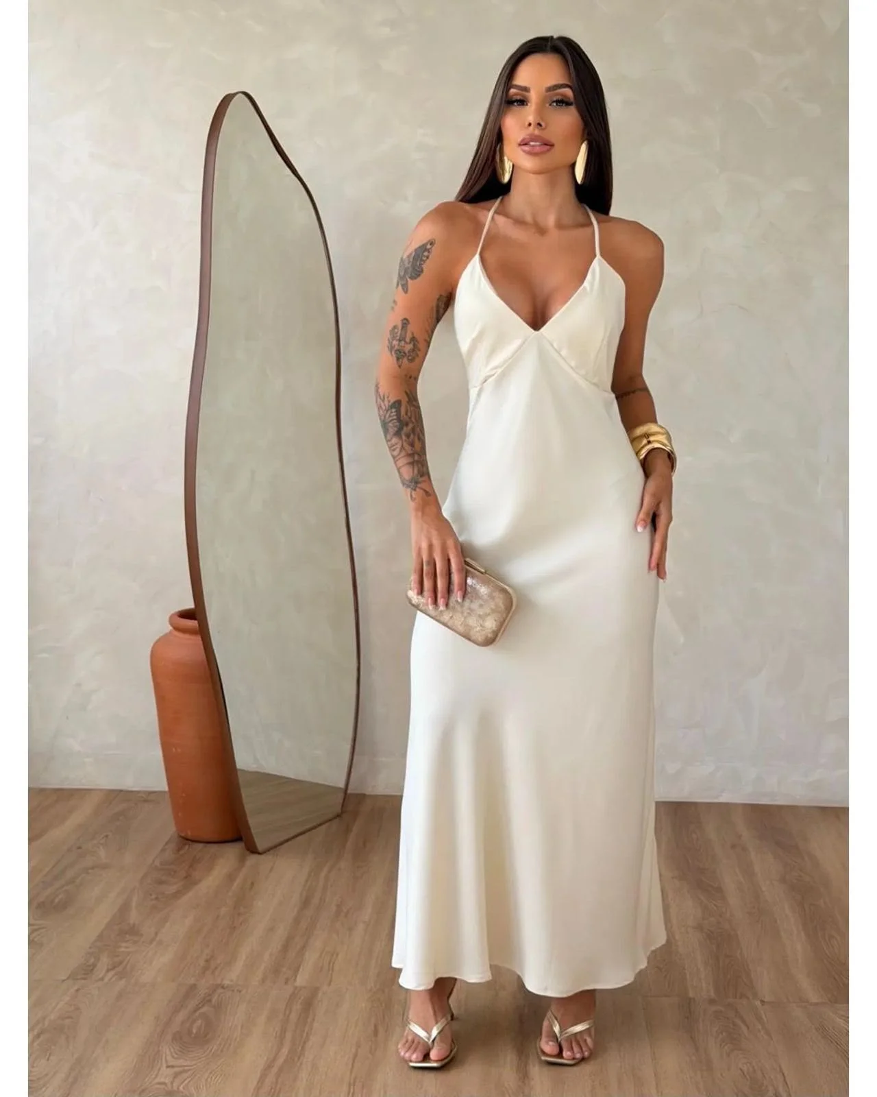 Vestido Longo Cetim Zoe