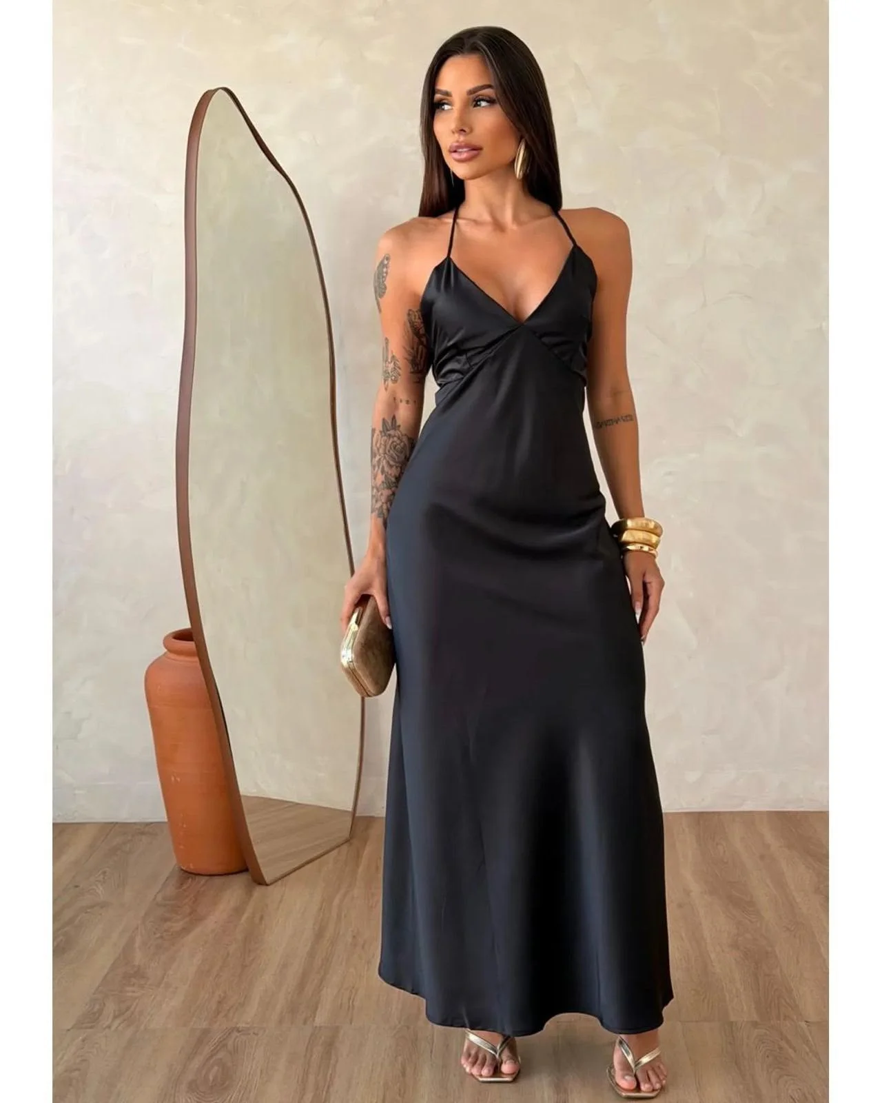 Vestido Longo Cetim Zoe